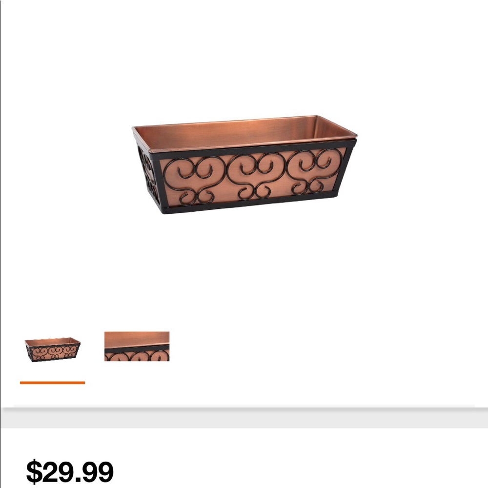Black Metal Antique Copper Ledge Box Planter beaut